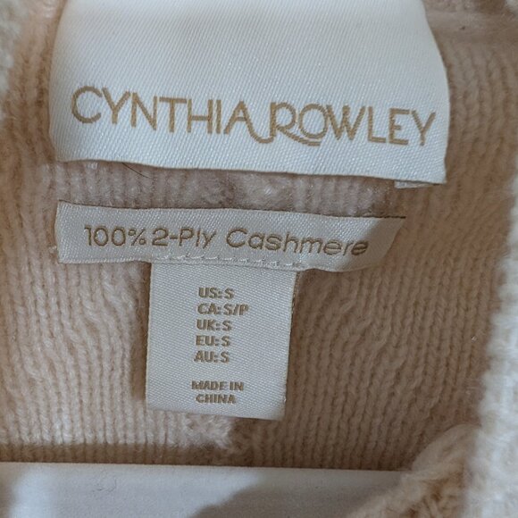 Cynthia Rowley 100% 2 ply cashmere sweater cream cable knit quiet luxury Small - Picture 2 of 10